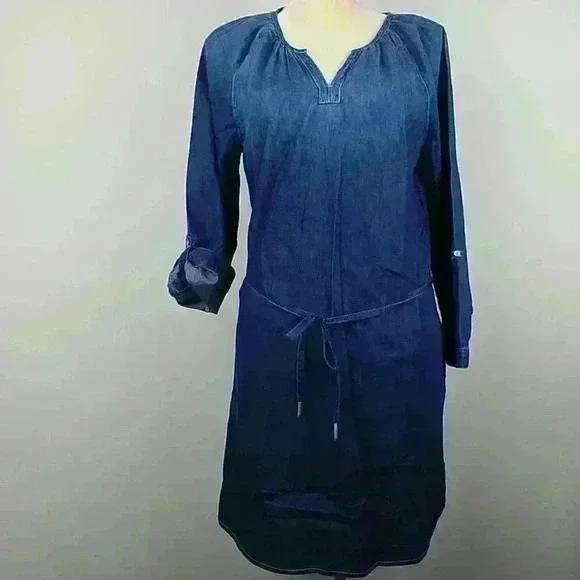 CALVIN KLEIN JEANS BOHO DENIM BLUE DRESS Sz M - Picture 3 of 6